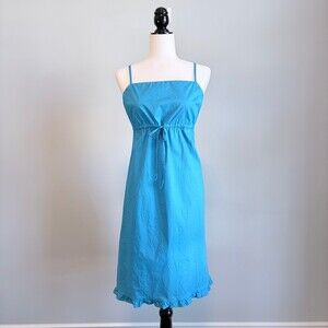 Baby Doll Midi Dress Sleeveless Sheath Fairy Core Summer Teal Blue Women's 4